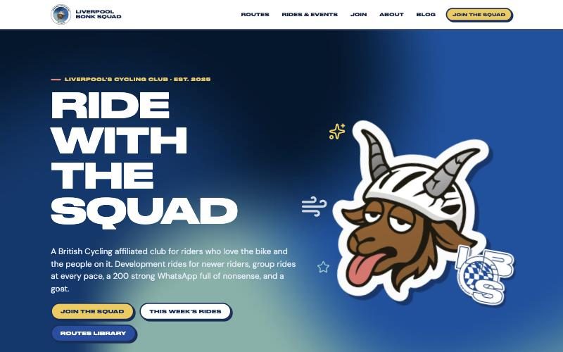 The Liverpool Bonk Squad website: the home page on a laptop and the Cheshire loop route page, with its map, on a phone