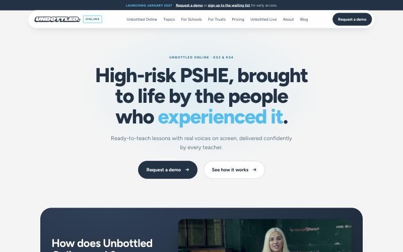 The Unbottled website: the home page on a laptop and the pricing calculator on a phone